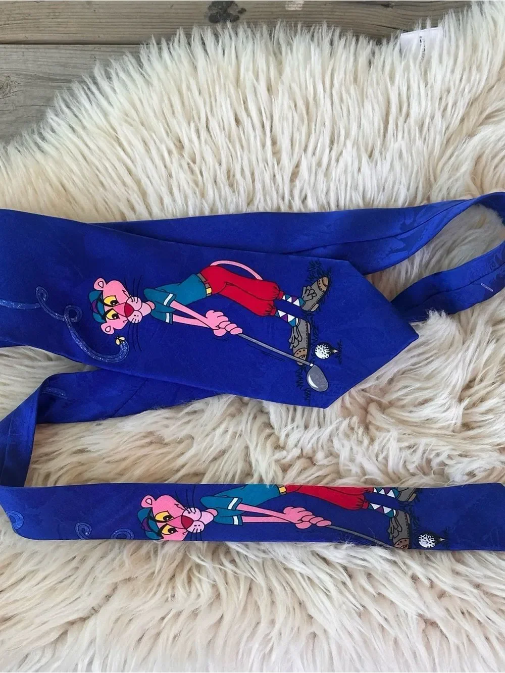 Pink Panther vintage Blue Novelty Golf Tie